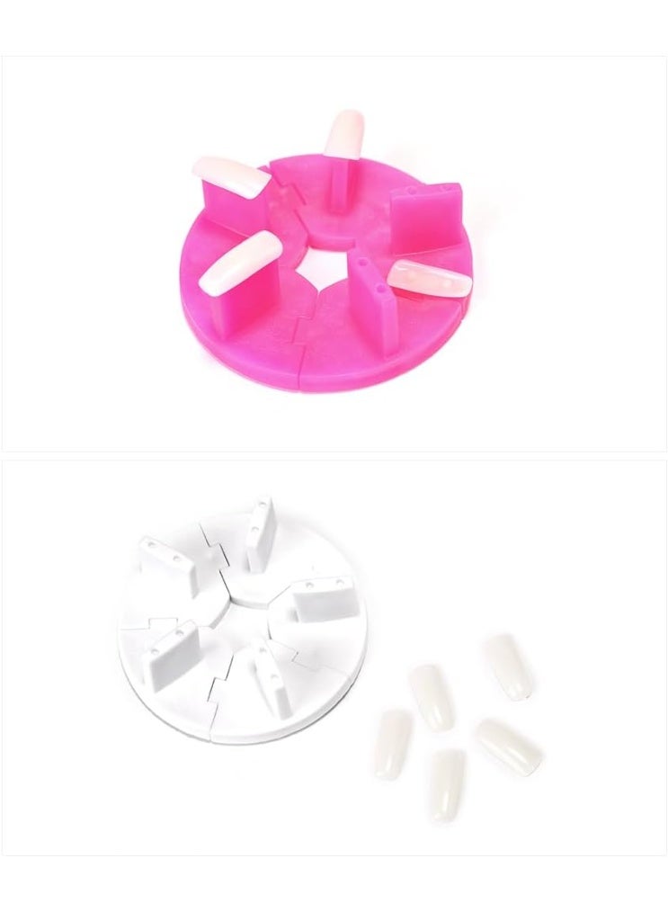False Nail Art Tips Practice Display Stand Tool with Nail Tips Nail Training Frame for Gel Nail Polish DIY Nail Training Tools(milky white) - Image 2